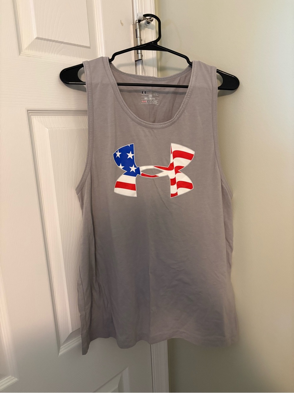 Under Armour Gray Tank with American Flag Logo